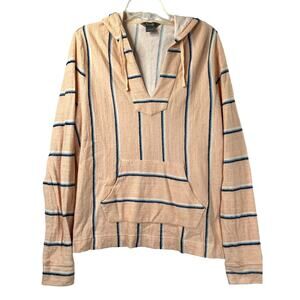 Natural Reflections beach hoodie, peach with blue/black stripe, size L